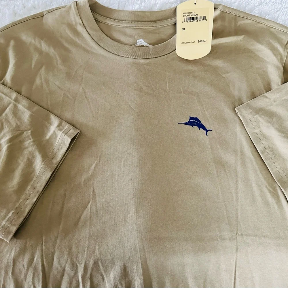 Tommy Bahama Men’s PARADISE FAIRWAY T-Shirt Size XL Color Stone Khaki Golf - Picture 2 of 4